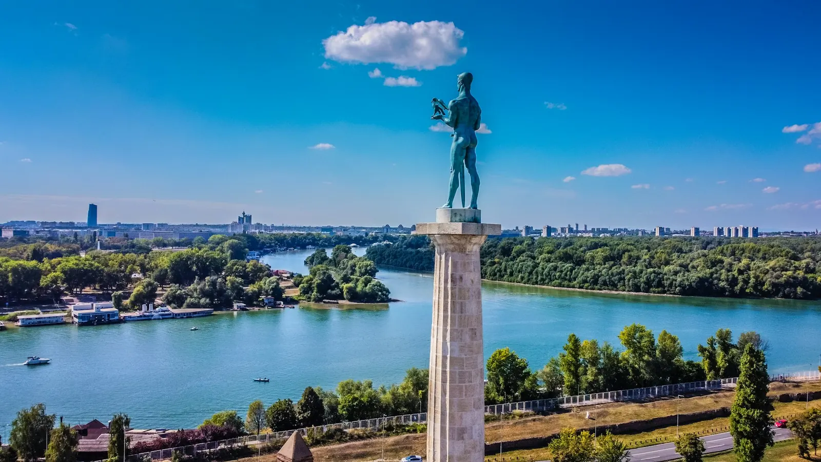 The Victor monument above the confluence of the Sava and the Danube, Belgrade